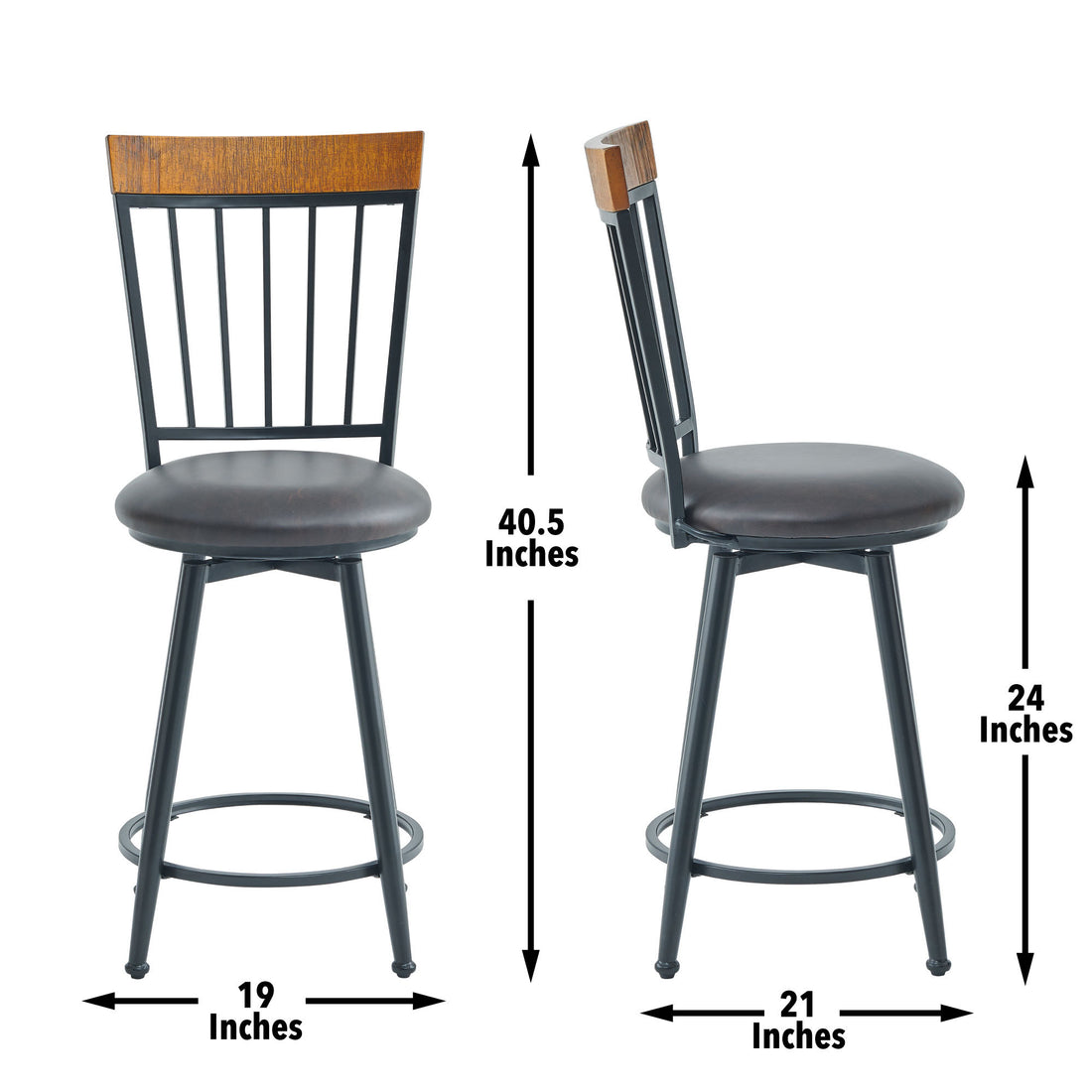 Tyler Swivel Counter Chair Set Of 2 Dark Gray Dark Gray Wood