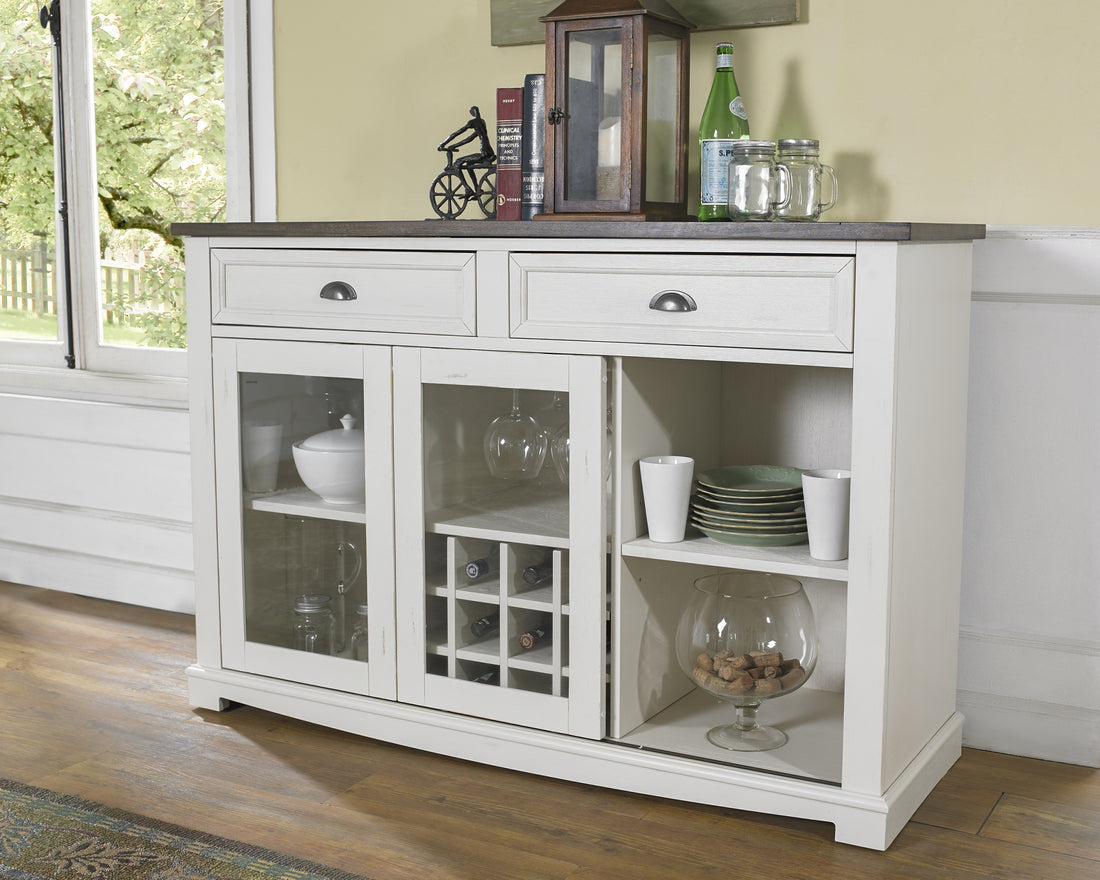 Cayla Server Dark Oak & White White Wood