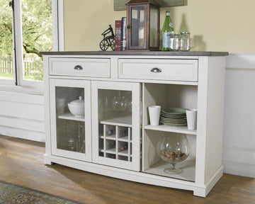 Cayla Server Dark Oak & White - White Wood