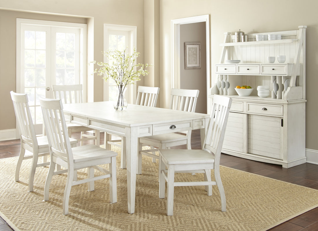 Cayla 7 Piece Dining Set White White Wood