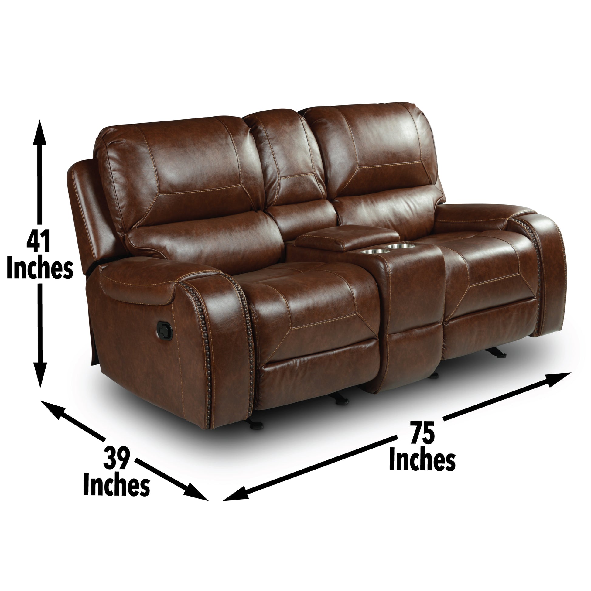 Keily 3 Piece Manual Reclining Living Room Set In Faux Leather Dark Brown Dark Brown Faux Leather