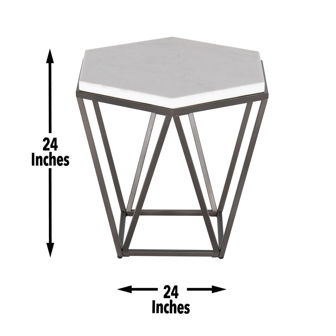 Corvus End Table With Marble Top Hexagon White White Marble