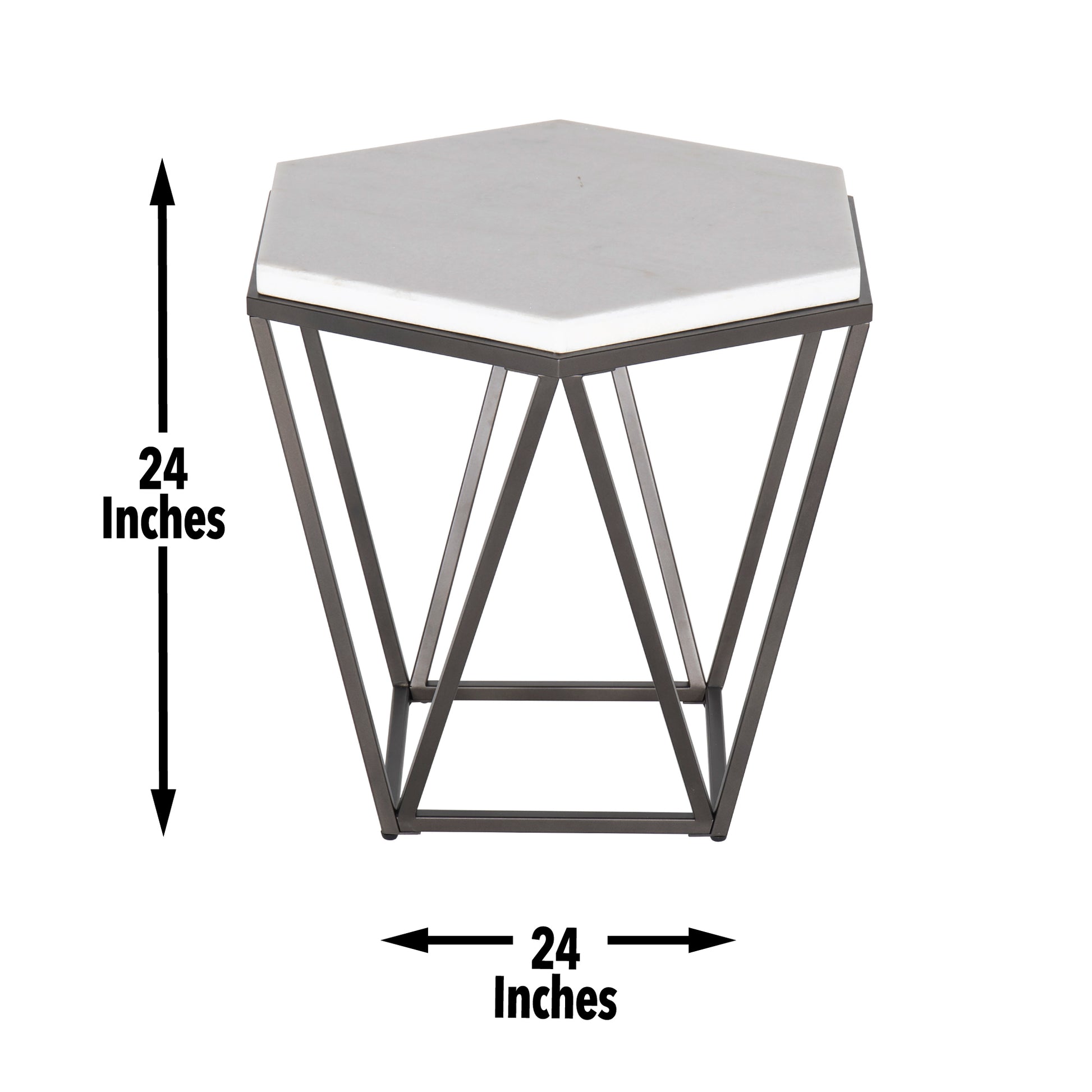 Corvus End Table With Marble Top Hexagon White White Marble