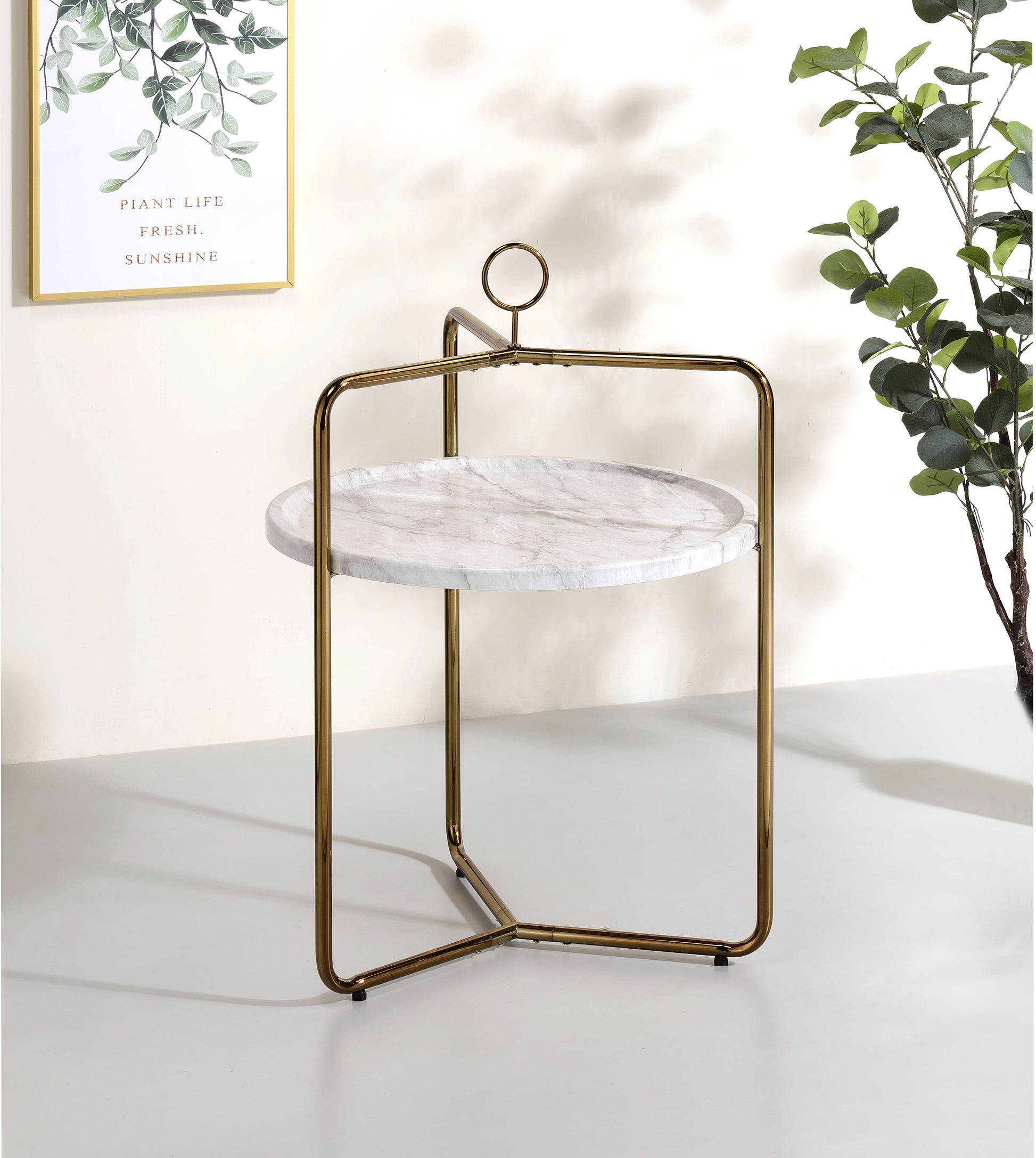 Miro Side Table White And Gold White Iron