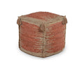 Jafar Square Handwoven Jute Pouf Red Red Fabric