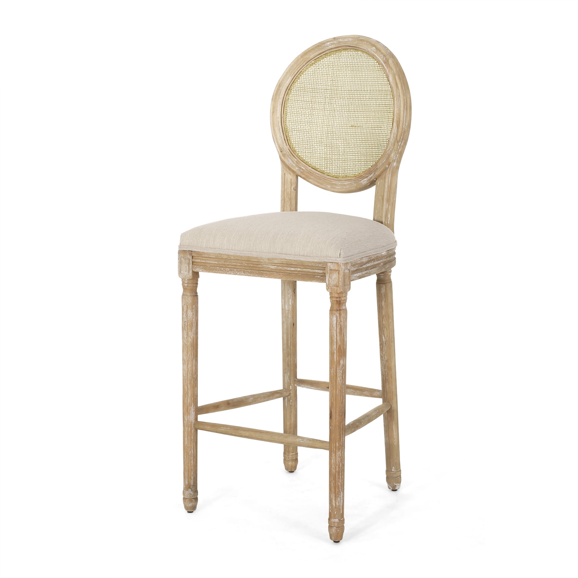 Barstool Mp2 Set Of 2 Beige Natural Rattan Fabric