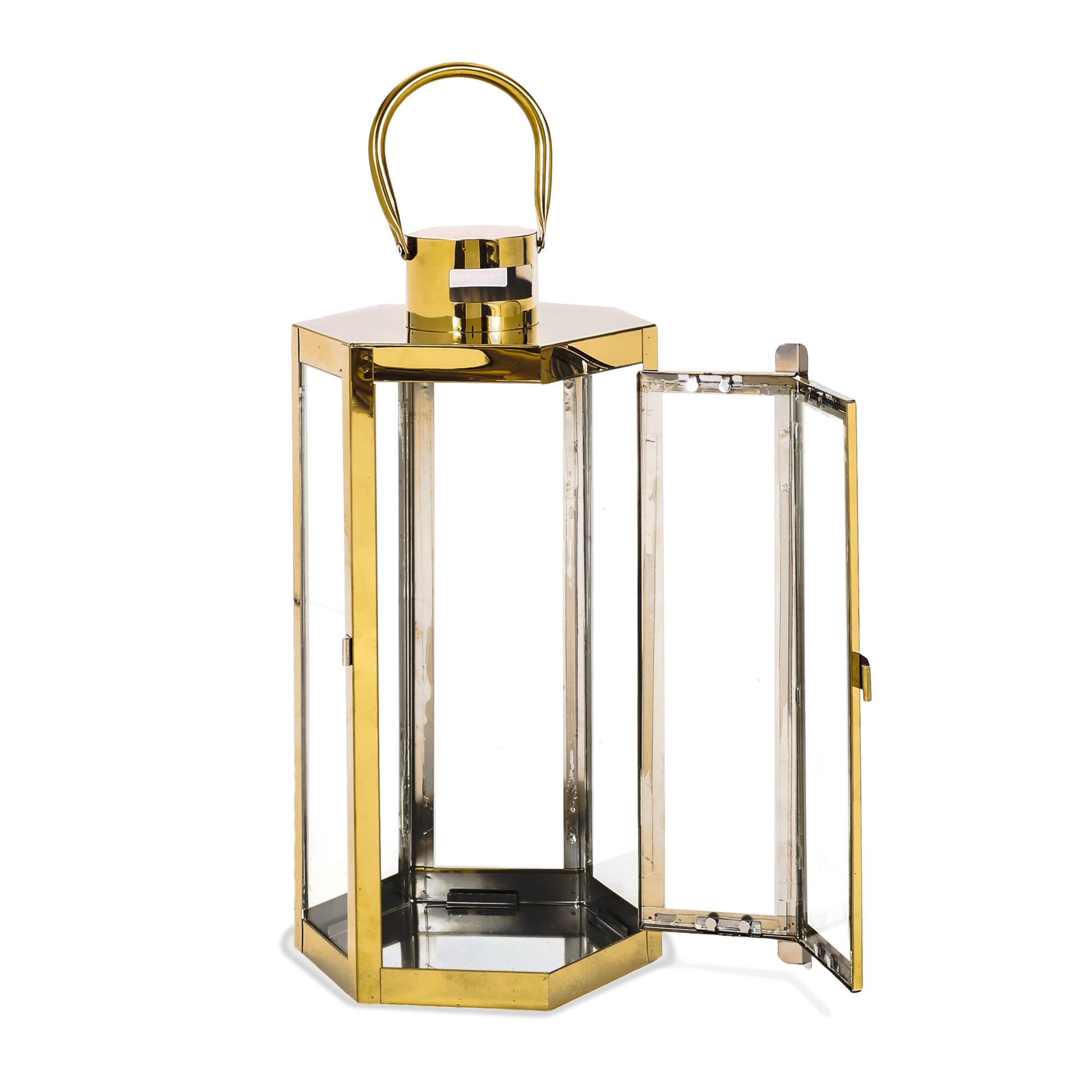 Frank 16"H Stainless Steel Lantern Gold Stainless Steel