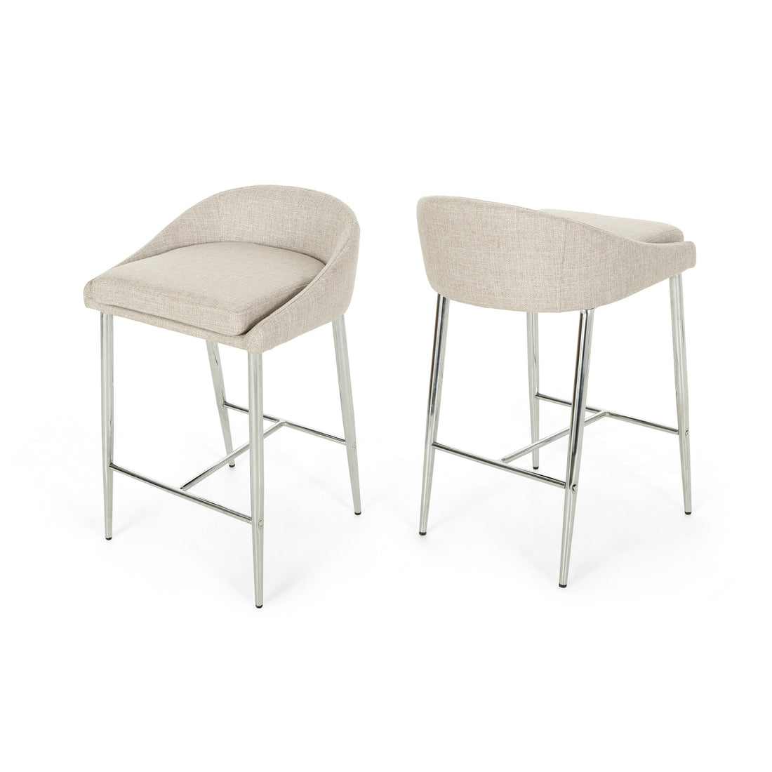 Counter Stool2Pcs Set Beige Fabric