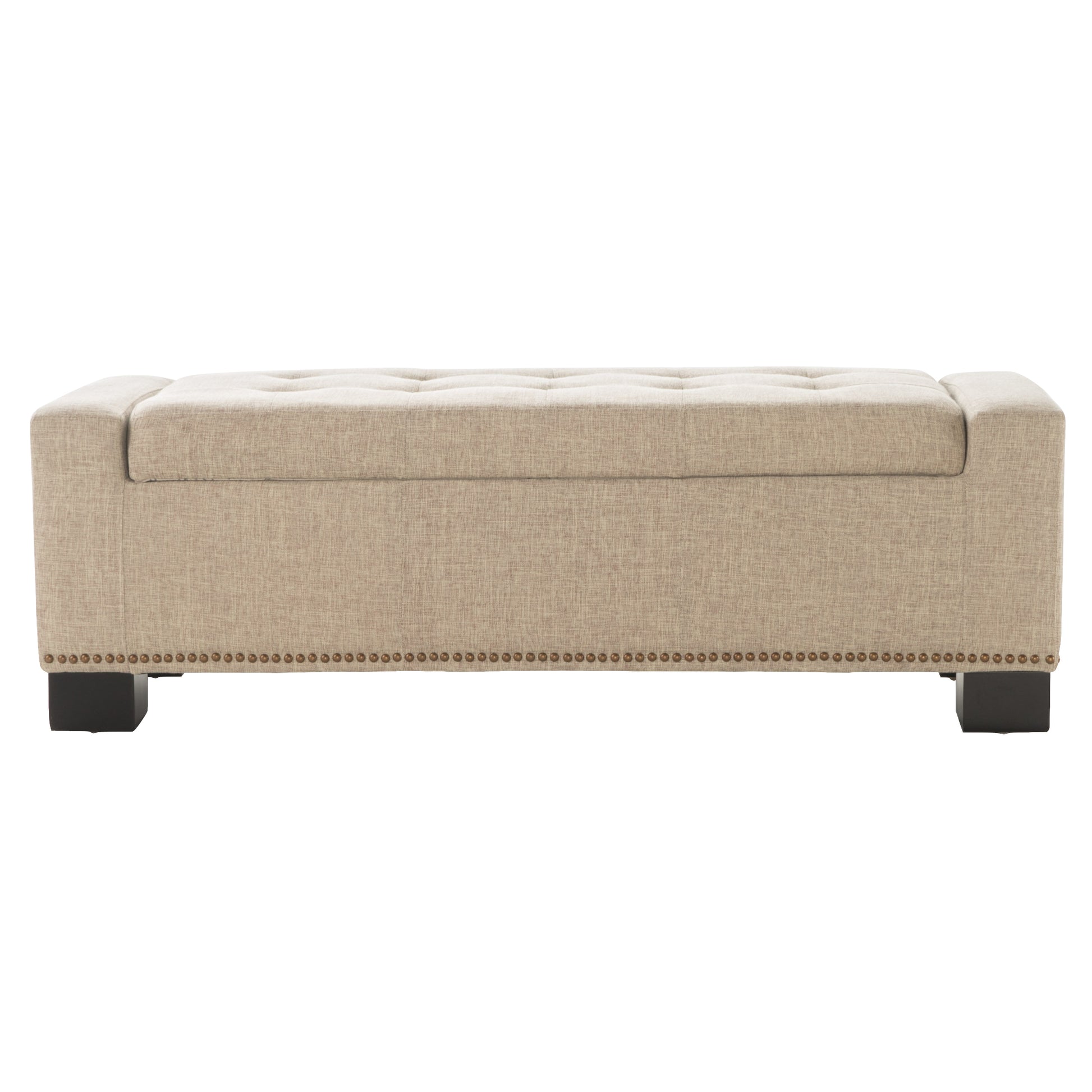 Chelsea Storage Ottoman W Studs Wheat Fabric