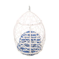 Marlin Hanging Egg Chair Basket White Blue Pe Rattan Iron Waterproof Fabric