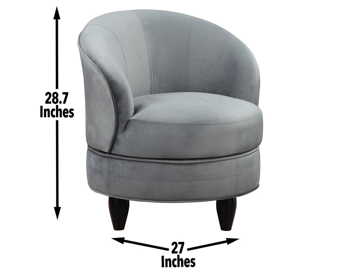 Sophia Swivel Chair Gray Velvet Gray Wood