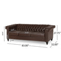 Sofa 3 Seater Dark Brown Pu 3 Seat
