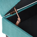 Storage Ottoman Teal Wood Fabric