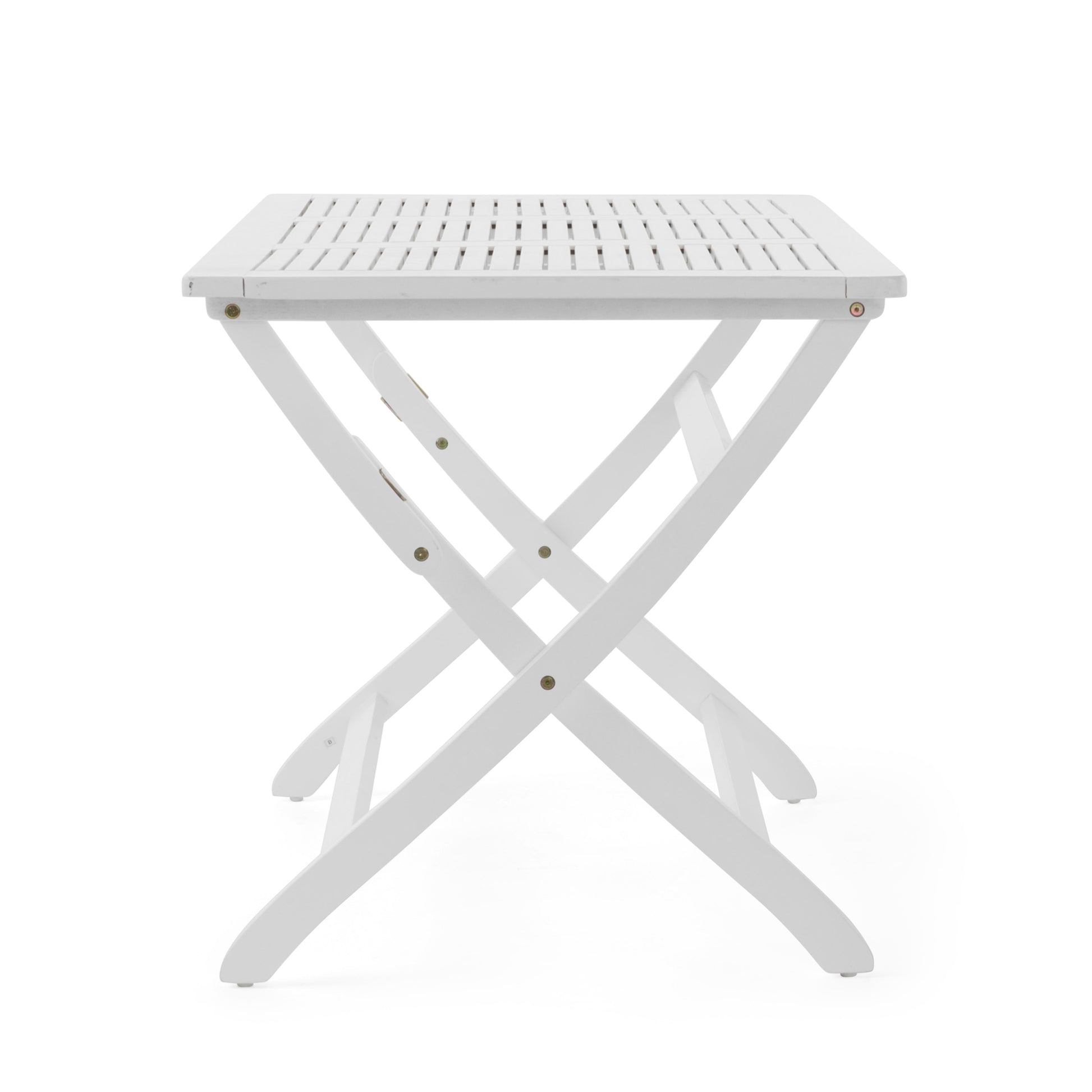 Positano Foldable Dining Set, White White Acacia Wood