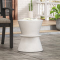 Outdoor Lightweight Concrete Side Table Antique White Magnesium Oxide