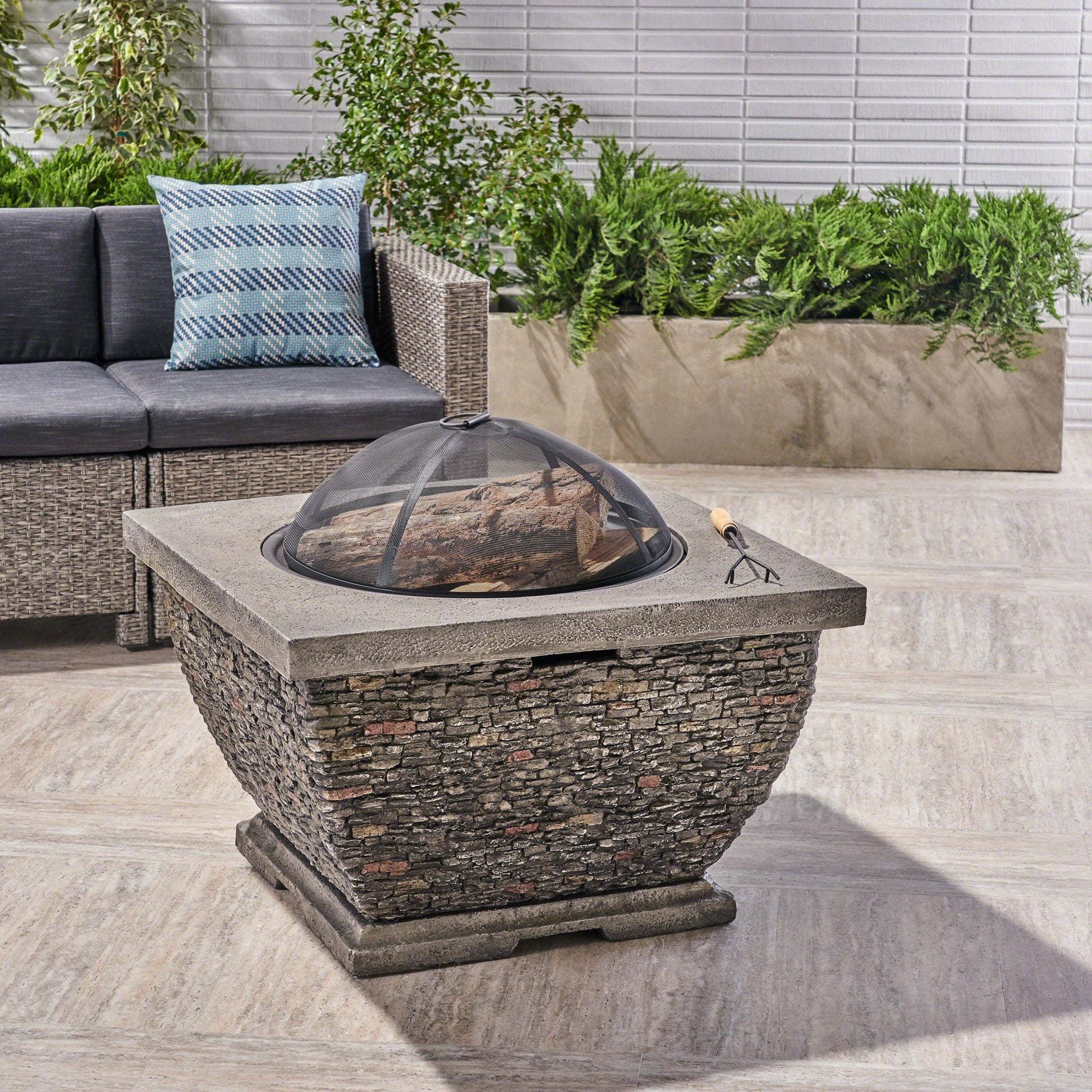 Mgo 32" Wood Burning Fire Pit Grey Magnesium Oxide