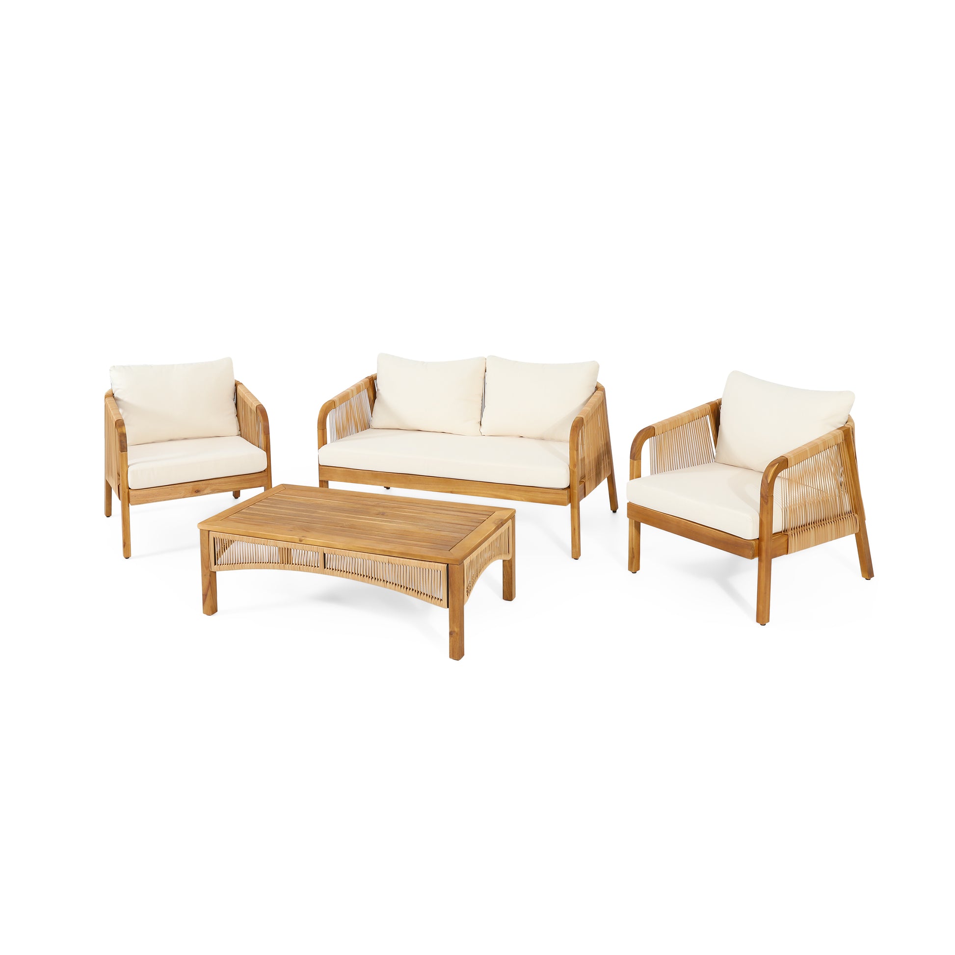 Evelyn Chat Set Brown Beige Acacia Wood