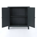 Firwood Mirror Finished Double Door Cabinet, Charcoal Grey Charcoal Grey Wood