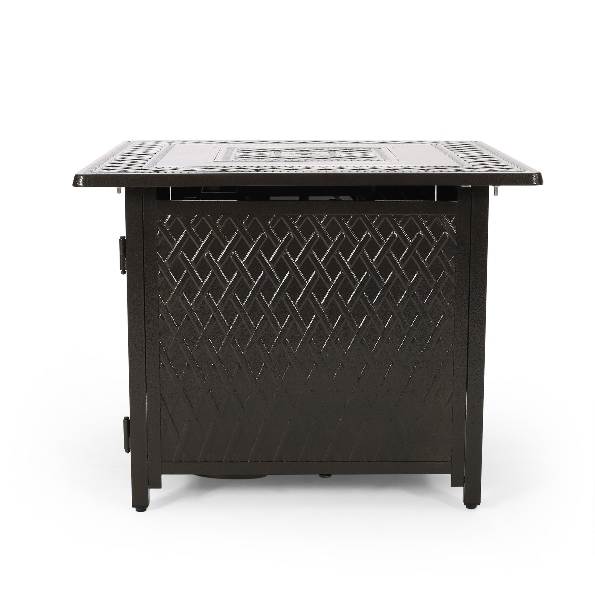 32" Outdoor Square Aluminum Propane Fire Pit 37,000 Btu Bronze Metal Garden & Outdoor Aluminum