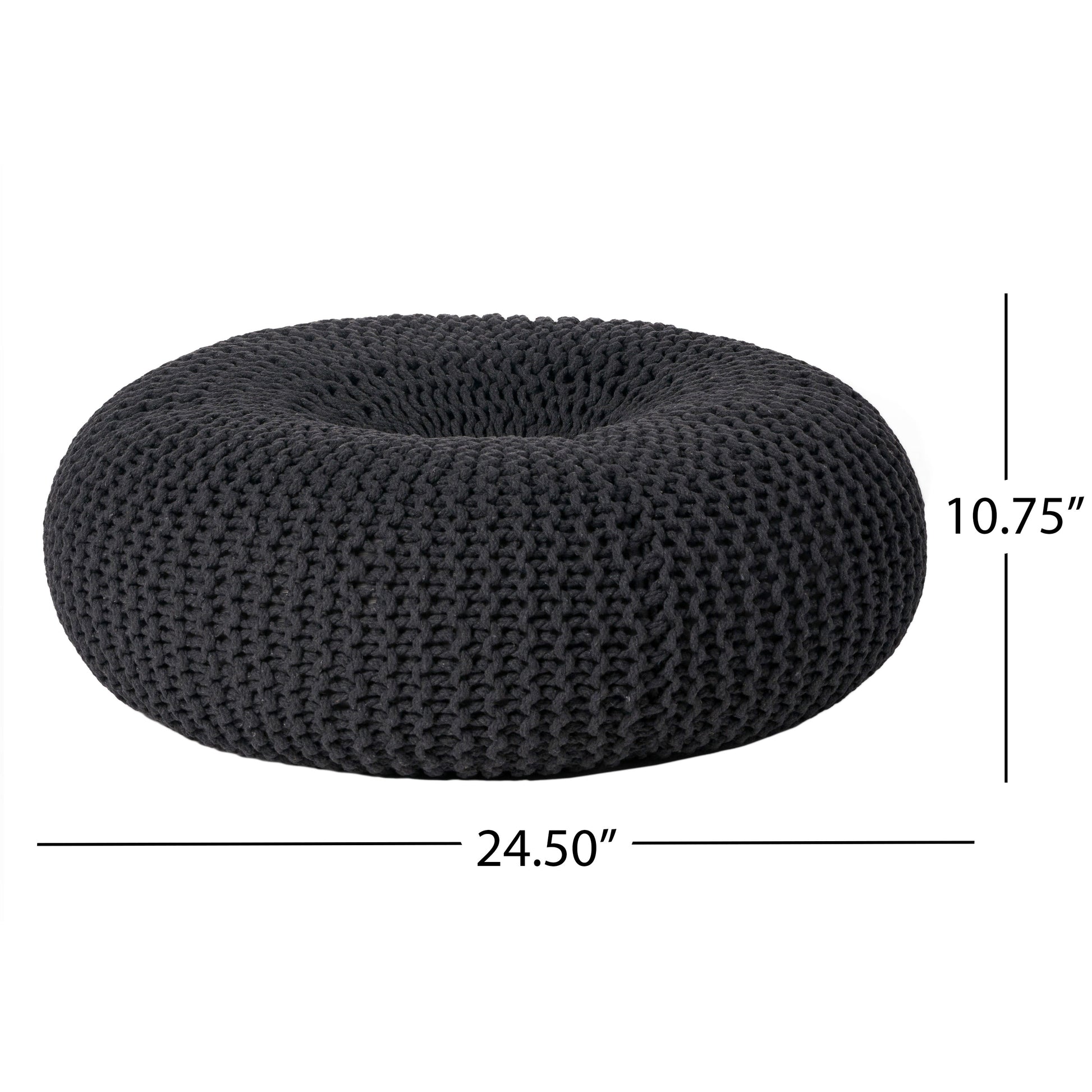 Knited Pouf Dark Grey Cotton