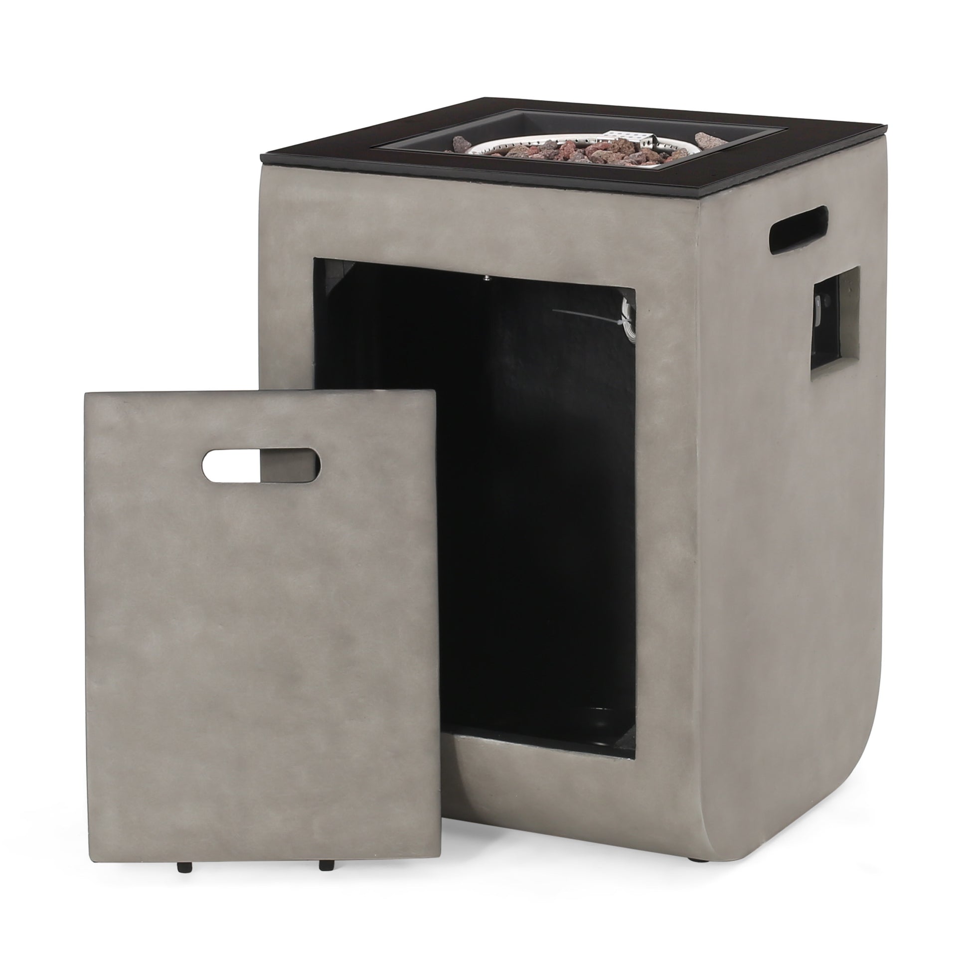 Adio 19.5" Column Mgo Fire Pit 30,000Btu Black Gray Magnesium Oxide