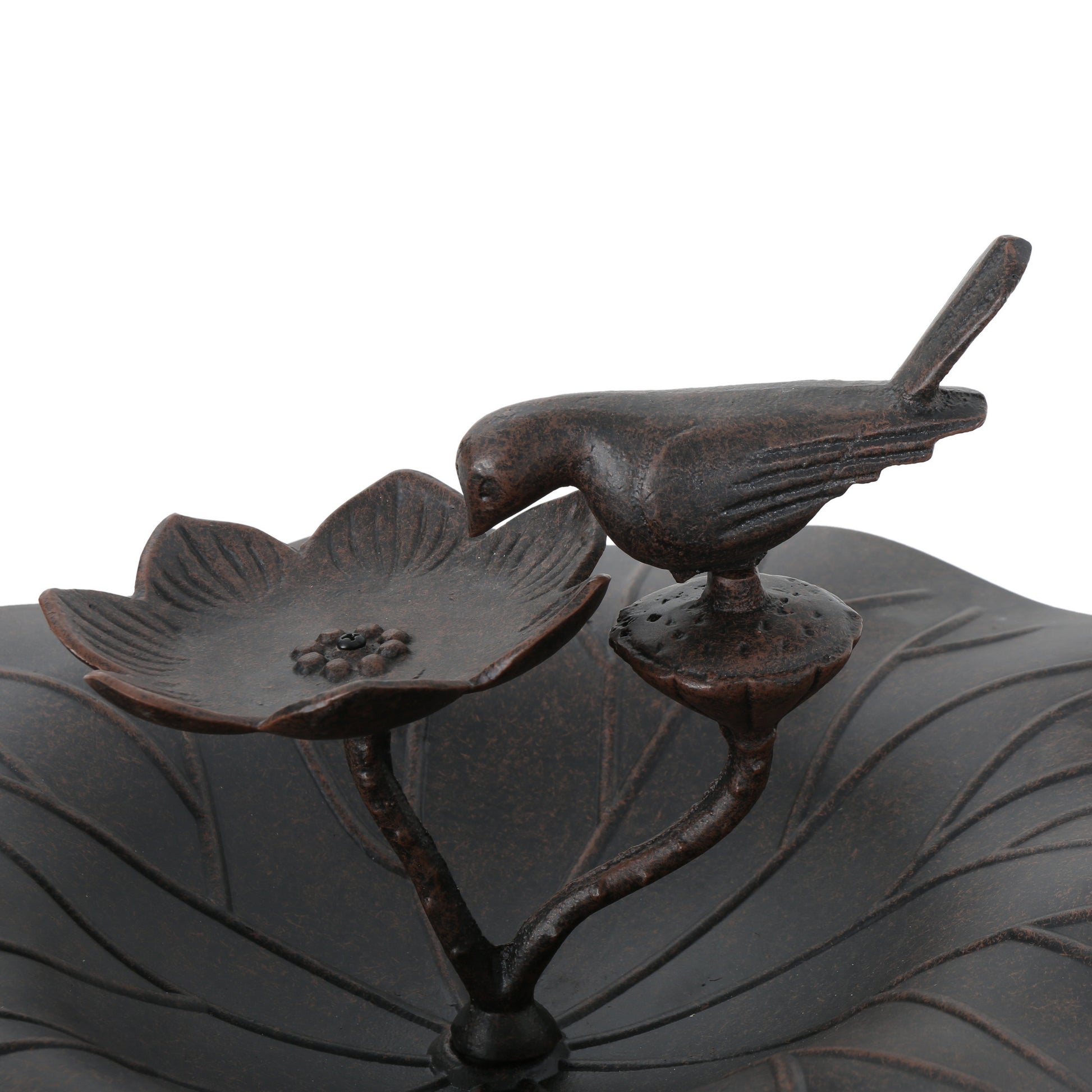 E Lancaster Outdoor Aluminum And Iron Top Bird Bath With Iron Base, Bronze Bronze Aluminium