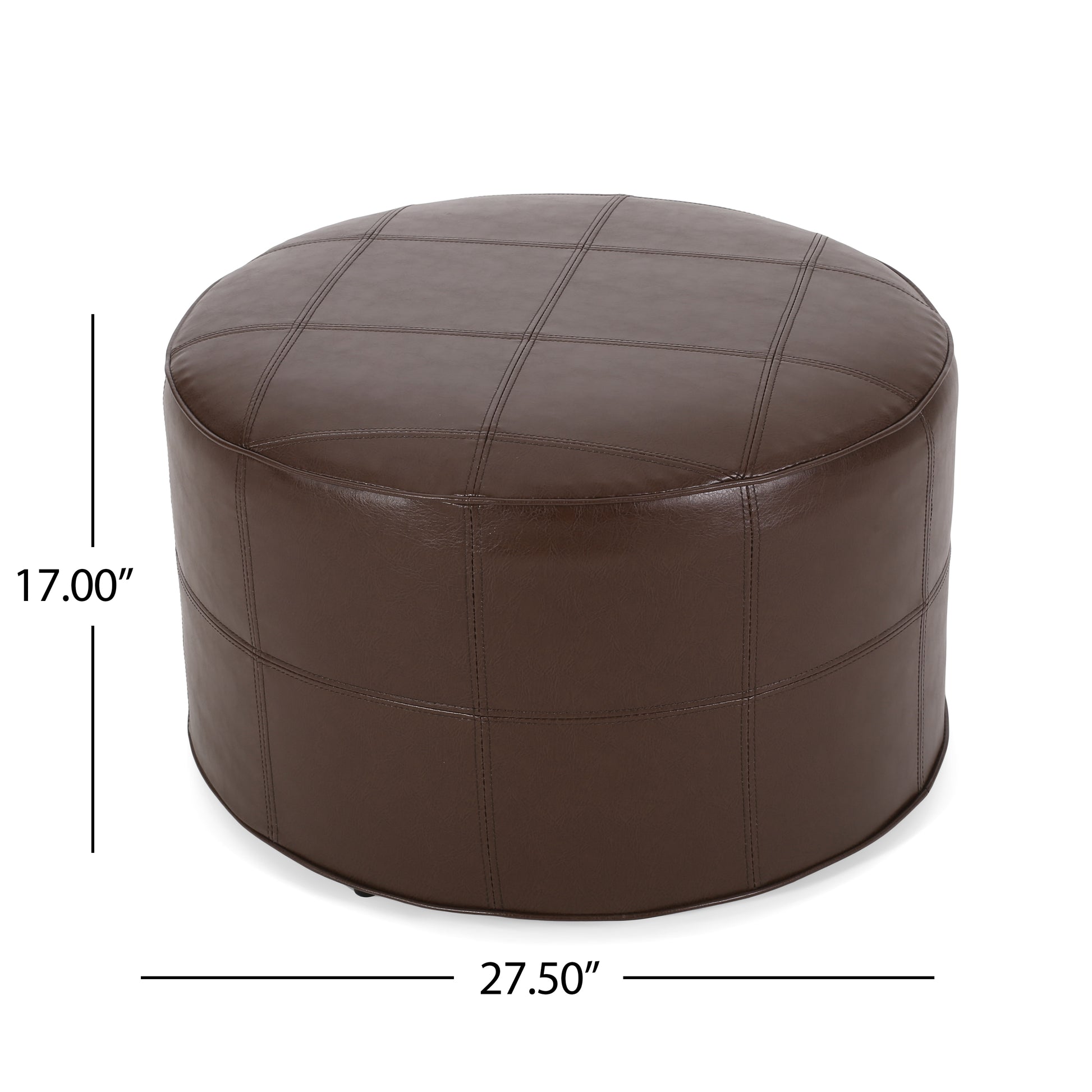 Ottoman Dark Brown Faux Leather