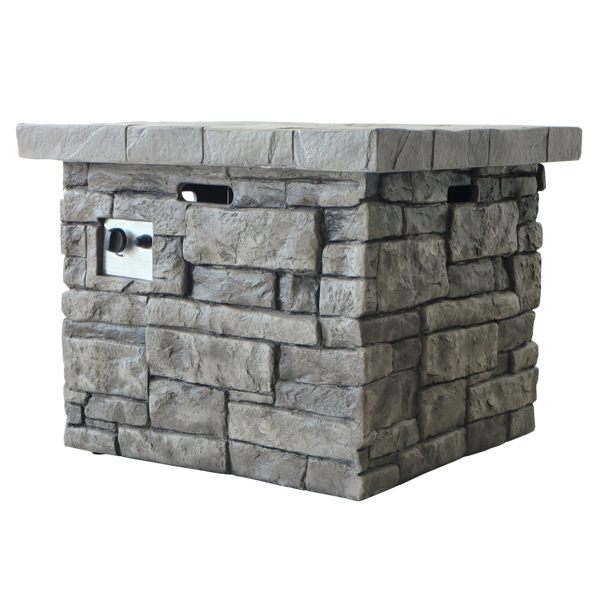 30" Outdoor Square Mgo Propane Fire Pit 40,000 Btu, Grey Grey Garden & Outdoor Magnesium Oxide