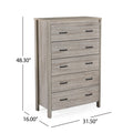 Toolless Assembly 5 Drawes Chest Oak Mdf