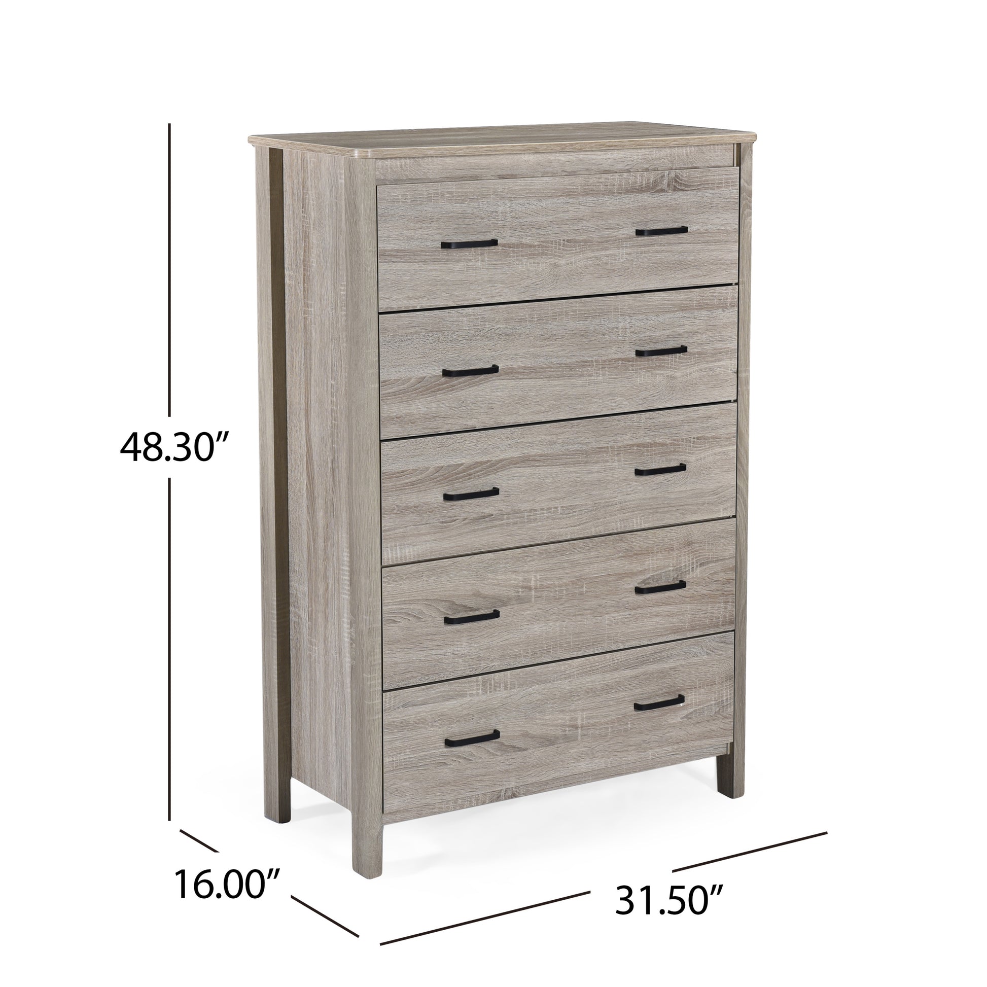 Toolless Assembly 5 Drawes Chest Oak Mdf