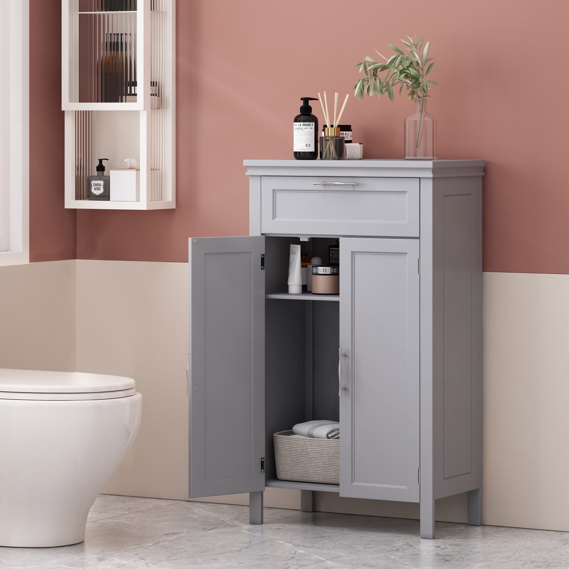 Floor Cabinet - Gray Mdf