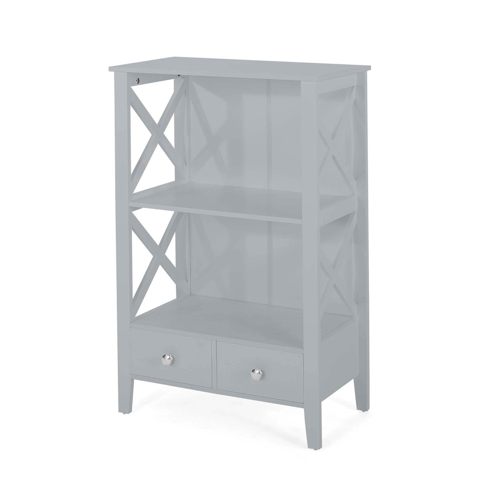 2 Drawer Storage Rack Gray Mdf