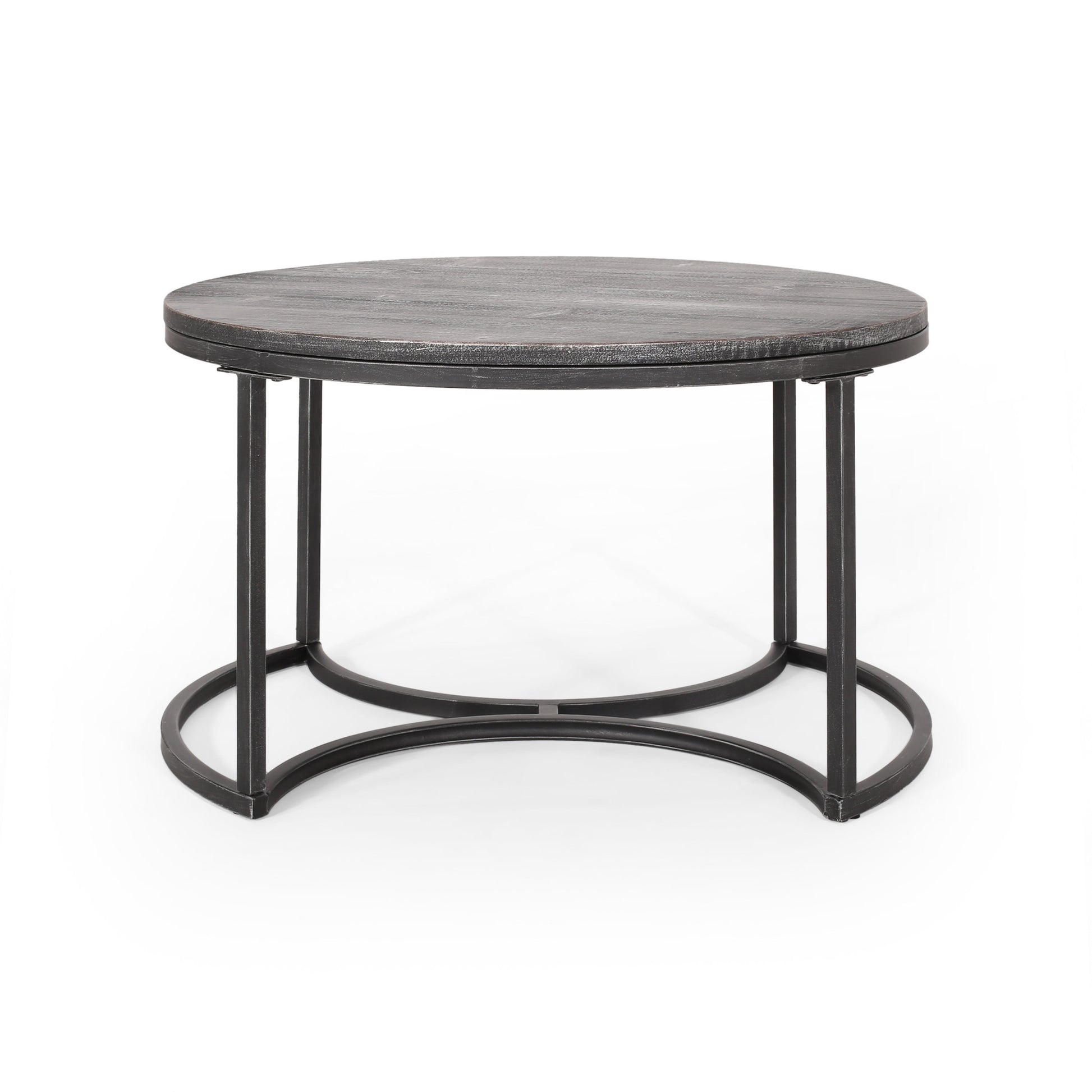 COFFEE TABLE SET black+silver-wood