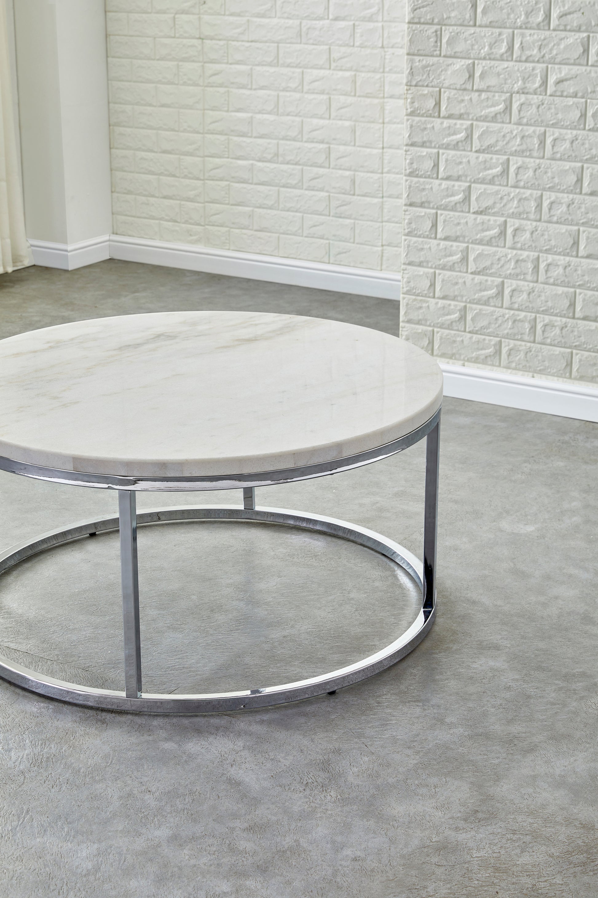 Echo White Marble Top Round White White Marble