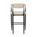 Barstool Set Of 2 Beige Brown Leather