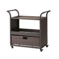 Corona Bar Cart - Brown Pe Rattan Iron