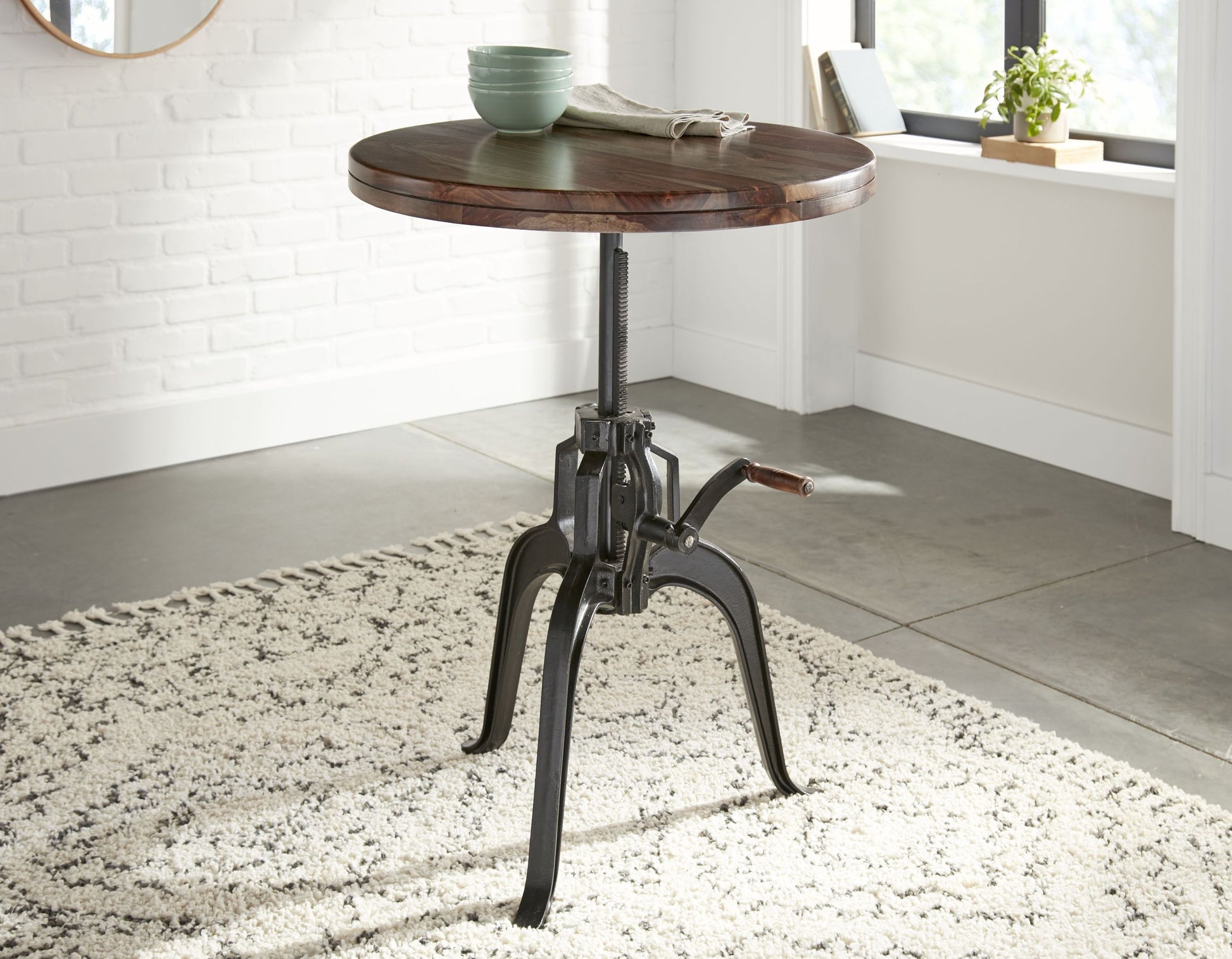 Sparrow Round Crank Table Dark Brown Dark Brown Iron