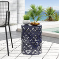 Metal End Table Large Navy Blue Iron