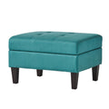 Storage Ottoman Teal Wood Fabric