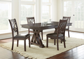Adrian 5 Piece Dining Set Dark Brown Dark Brown Wood