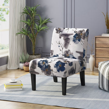 Accent Chair Blue Multi Fabric