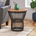 Side Table Natural Black Wood Metal