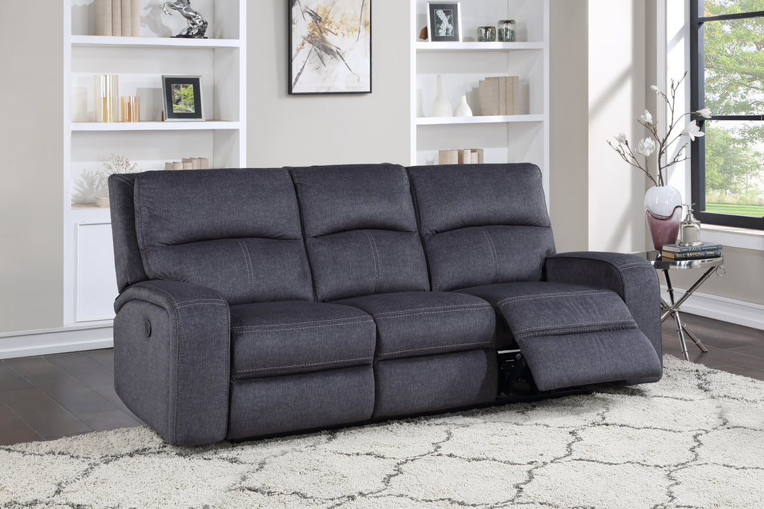 Lovell Power Sofa Dark Gray Dark Gray Fabric 3 Seat