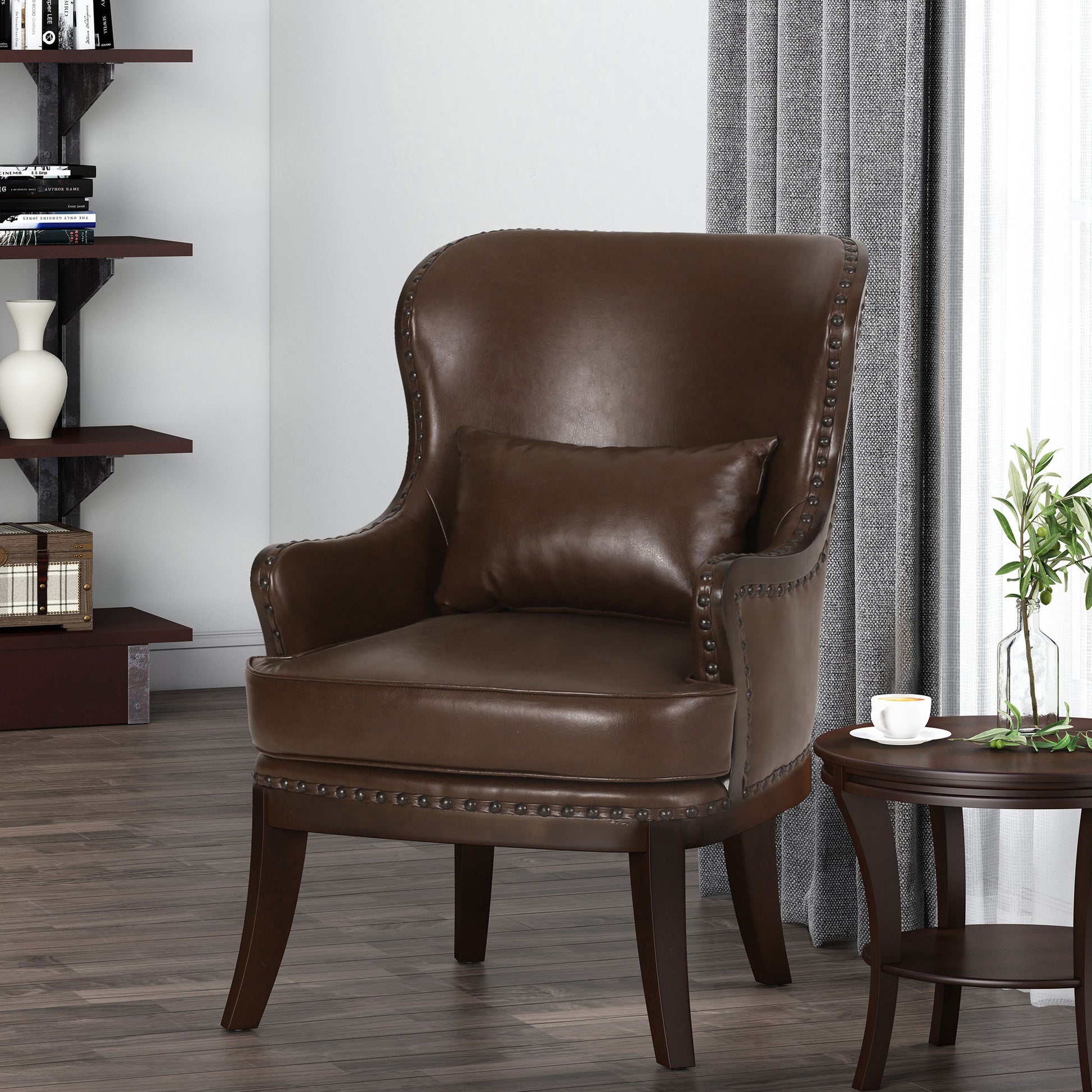 Accent Chair Dark Brown Pu