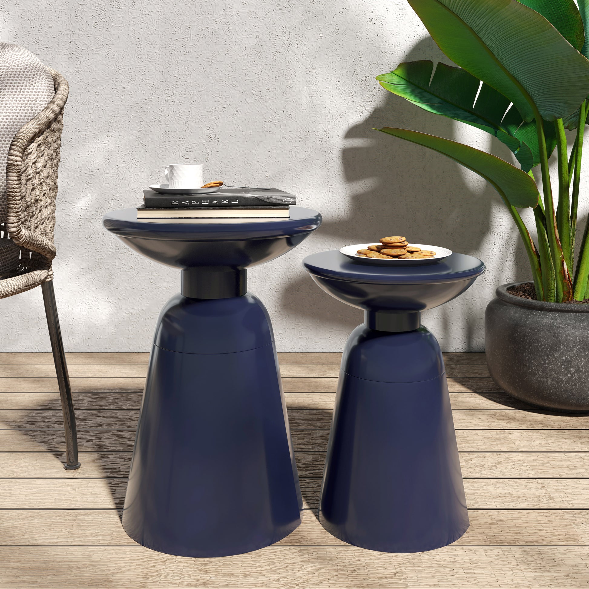 Metal S 2 End Table Navy Blue Iron