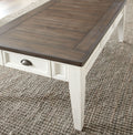 Cayla Cocktail Table Dark Oak White Wood