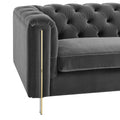 Charlene Velvet Button Tufted Sofa Gray Dark Gray Fabric 2 Seat