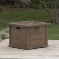 Patio Outdoor 24'' H X 32'' W Square Gas Burning Concrete Fire Pit Wood Pattern Brown 40,000 Btu Brown Garden & Outdoor Magnesium Oxide