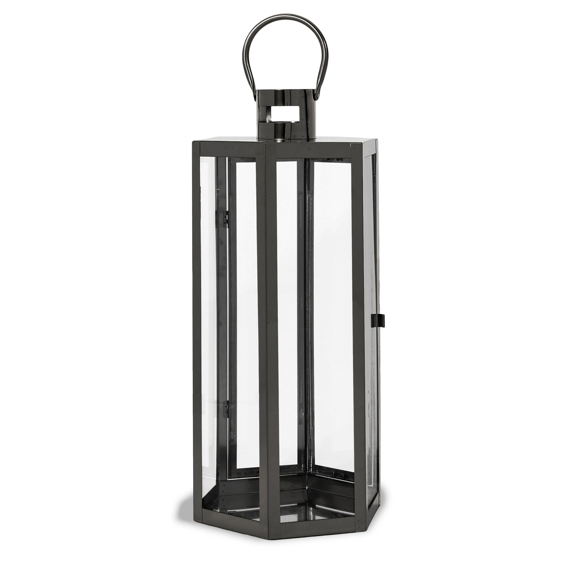 Frank 23"H Stainless Steel Lantern Black Stainless Steel