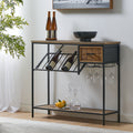 Wine Rack Black Natural Mdf Metal